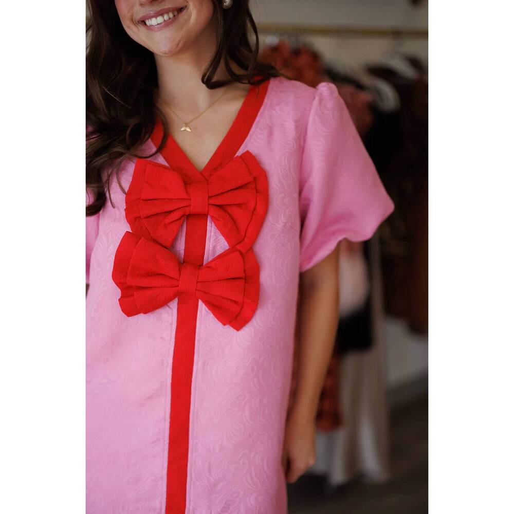 NEW VOY paisley jacquard mini dress in pink - Picture 8 of 8